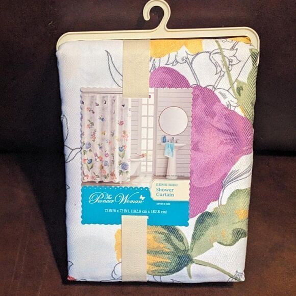 The Pioneer Woman Blooming Bouquet Floral Embroidered Cotton-Rich Shower Curtain - Picture 2 of 11